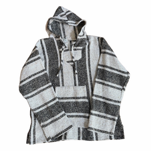 Enlighten Striped Hooded Pullover Baja Poncho Unisex Man Woman Lady Adult XL